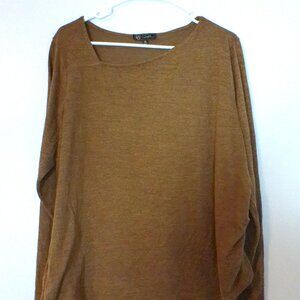 LOGO Lori Goldstein Brown Asymmetrical Tunic Top Women’s 1X Long Sleeve